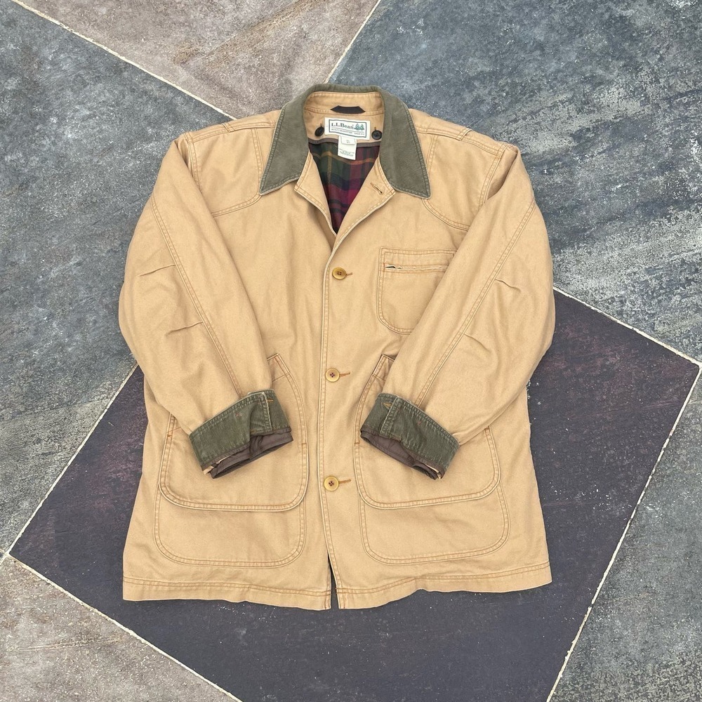 L.L. Bean Mens Flannel Lined Field Coat Vintage Size XL Reg